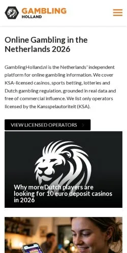 Anteprima del sito Gambling Holland, media di Paesi Bassi per articoli sponsorizzati
