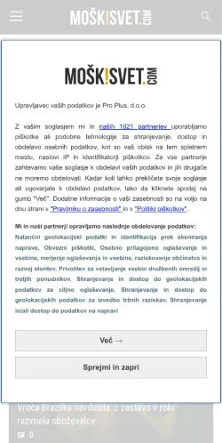 Anteprima del sito Moskisvet, media di Slovenia per articoli sponsorizzati