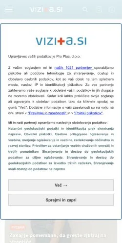 Anteprima del sito Vizita, media di Slovenia per articoli sponsorizzati