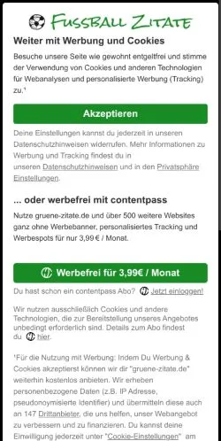 Anteprima del sito Fussball-Zitate, media di Germania per articoli sponsorizzati