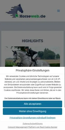 Forhåndsvisning af HORSEWEB, medie fra Tyskland til sponsorerede artikler
