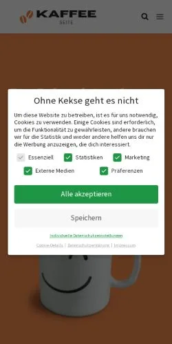 Forhåndsvisning av nettstedet KaffeeSeite, medium fra Tyskland for sponsede artikler