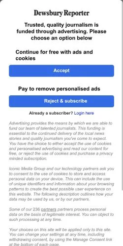 Anteprima del sito Dewsbury Reporter, media di Regno Unito per articoli sponsorizzati