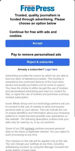 Anteprima del sito Doncaster Free Press, media di Regno Unito per articoli sponsorizzati