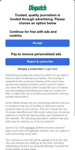 Anteprima del sito Hucknall Dispatch, media di Regno Unito per articoli sponsorizzati