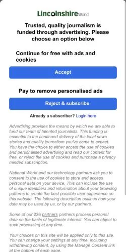 Anteprima del sito LincolnshireWorld, media di Regno Unito per articoli sponsorizzati