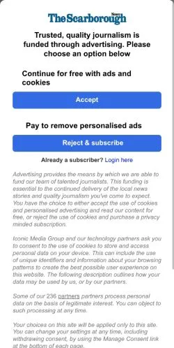 Anteprima del sito The Scarborough News, media di Regno Unito per articoli sponsorizzati