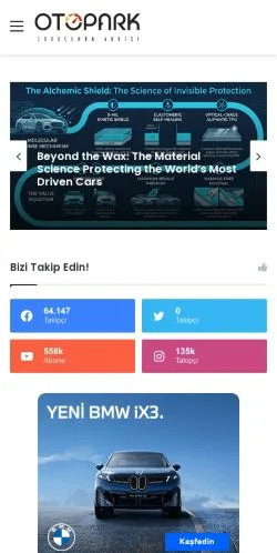 Preview of the Otopark website, a media outlet in Türkiye for sponsored articles