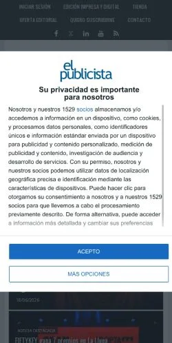 Anteprima del sito El Publicista, media di Spagna per articoli sponsorizzati