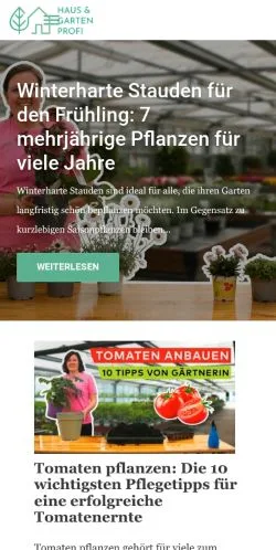 Anteprima del sito Haus Und Garten Profi, media di Germania per articoli sponsorizzati