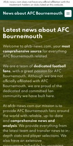 Podgląd witryny AFC Bournemouth News, medium z kraju Stany Zjednoczone do artykułów sponsorowanych