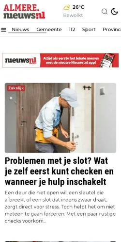 Podgląd witryny Almere Nieuws, medium z kraju Holandia do artykułów sponsorowanych