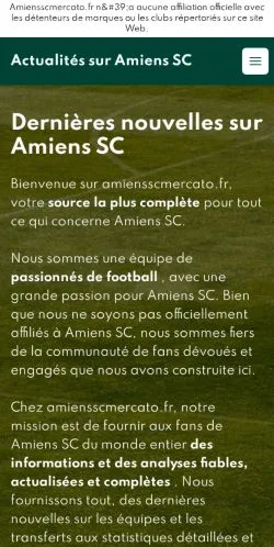 Podgląd witryny Amiens SC News, medium z kraju Francja do artykułów sponsorowanych