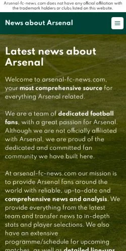 스폰서 기사용 미국 매체 Arsenal News 사이트 미리보기