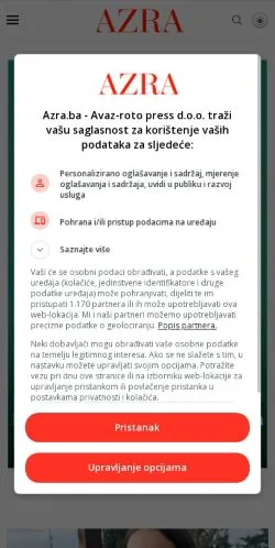 Aperçu du site Azra Magazin, média de Bosnie-Herzégovine pour articles sponsorisés