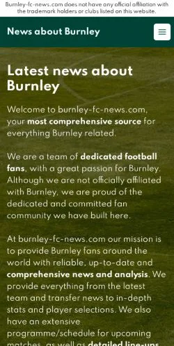 Pré-visualização do site Burnley News, meio de Estados Unidos para artigos patrocinados