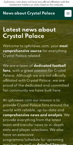 Podgląd witryny Crystal Palace News, medium z kraju Stany Zjednoczone do artykułów sponsorowanych