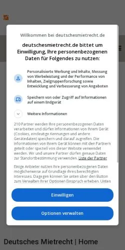 Podgląd witryny Deutsches Mietrecht, medium z kraju Niemcy do artykułów sponsorowanych