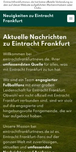 Anteprima del sito Eintracht Frankfurt News, media di Germania per articoli sponsorizzati
