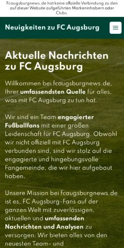Anteprima del sito FC Augsburg News, media di Germania per articoli sponsorizzati