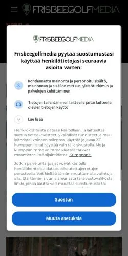 Anteprima del sito Frisbeegolfmedia, media di Finlandia per articoli sponsorizzati