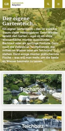 Anteprima del sito Gartenteich Ratgeber, media di Germania per articoli sponsorizzati
