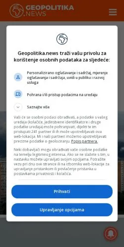 Podgląd witryny Geopolitika News, medium z kraju Chorwacja do artykułów sponsorowanych