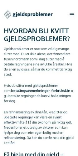 Podgląd witryny Gjeldsproblemer, medium z kraju Norwegia do artykułów sponsorowanych