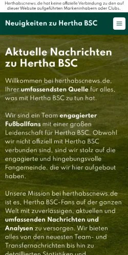 Podgląd witryny Hertha BSC News, medium z kraju Niemcy do artykułów sponsorowanych