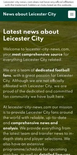 Vista previa del sitio Leicester City News, medio de Estados Unidos para artículos patrocinados