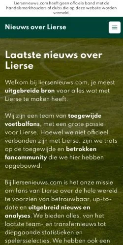 Podgląd witryny Lierse Nieuws, medium z kraju Holandia do artykułów sponsorowanych