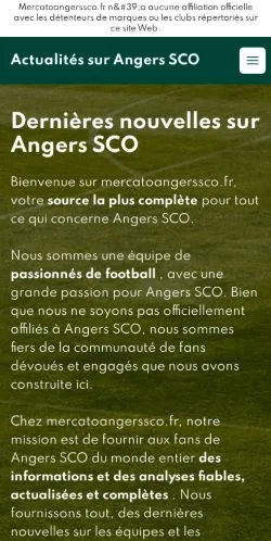 Anteprima del sito Angers SCO News, media di Francia per articoli sponsorizzati