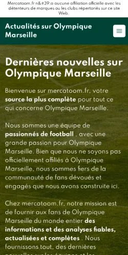 스폰서 기사용 프랑스 매체 Olympique Marseille News 사이트 미리보기