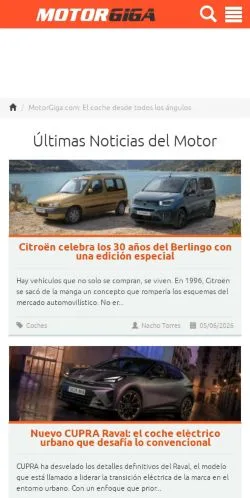 Pré-visualização do site MotorGiga, meio de Espanha para artigos patrocinados
