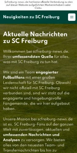 Podgląd witryny SC Freiburg News, medium z kraju Niemcy do artykułów sponsorowanych