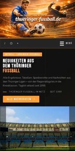 Anteprima del sito Thueringer Fussball, media di Germania per articoli sponsorizzati