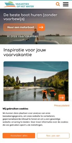 Vista previa del sitio Vakanties Op Het Water, medio de Países Bajos para artículos patrocinados