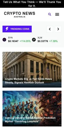 Anteprima del sito Crypto News Australia, media di Australia per articoli sponsorizzati