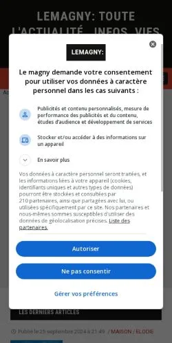 Anteprima del sito Lemagny, media di Francia per articoli sponsorizzati