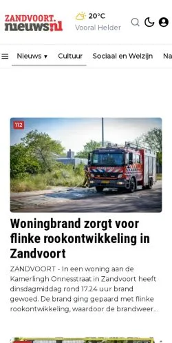 Podgląd witryny Zandvoort. Jouw wereld. Jouw nieuws., medium z kraju Holandia do artykułów sponsorowanych