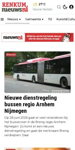 Anteprima del sito Renkum Nieuws, media di Paesi Bassi per articoli sponsorizzati