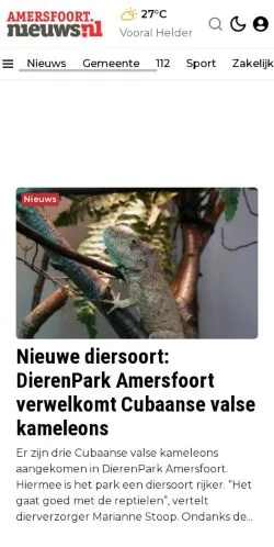 스폰서 기사용 네덜란드 매체 Amersfoort Nieuws 사이트 미리보기