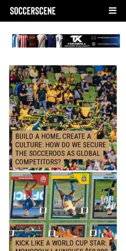 Anteprima del sito Soccerscene, media di Australia per articoli sponsorizzati