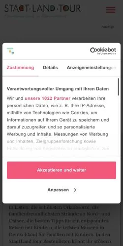 Anteprima del sito StadtLandTour, media di Germania per articoli sponsorizzati