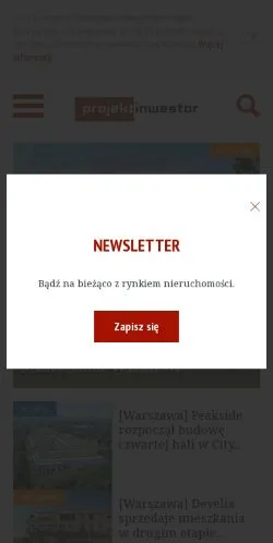 Podgląd witryny Projekt Inwestor, medium z kraju Polska do artykułów sponsorowanych