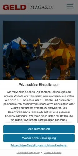 Pré-visualização do site geld-magazin, meio de Áustria para artigos patrocinados