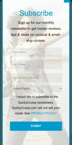 Anteprima del sito QuirkyCruise, media di Stati Uniti per articoli sponsorizzati