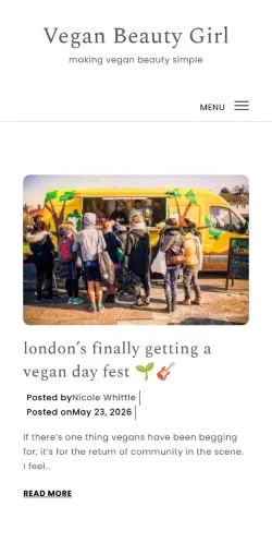 스폰서 기사용 영국 매체 Vegan Beauty Girl 사이트 미리보기