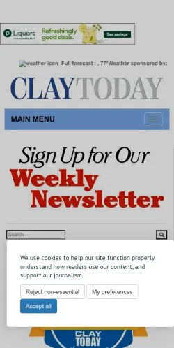 Anteprima del sito Clay Today, media di Stati Uniti per articoli sponsorizzati