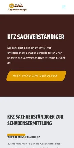 Anteprima del sito Mein KFZ Sachverständiger, media di Germania per articoli sponsorizzati